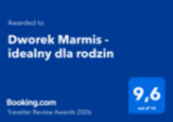 Digital-Award_RA-2026 - Dworek Marmis Dyplom przyznający Dworek Marmis nagrodę za recenzje podróżnych 2026 z oceną 9,6 na 10.